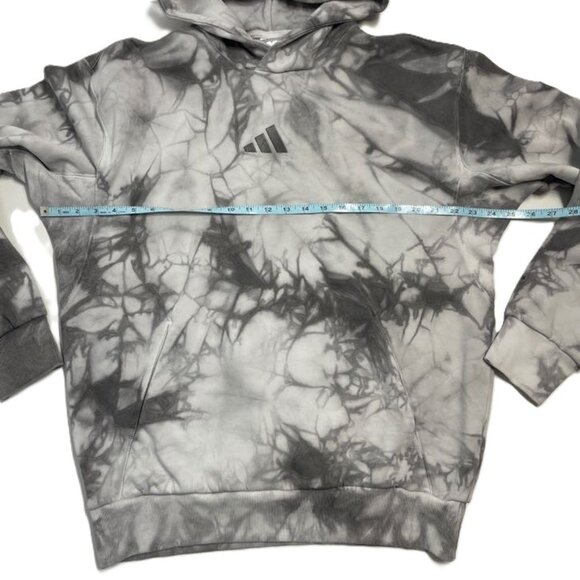 Adidas Hoodie Sweatshirt Mens Sz Large All Szn Fleece Washed Gray Tie Dye Pocket - Picture 6 of 15